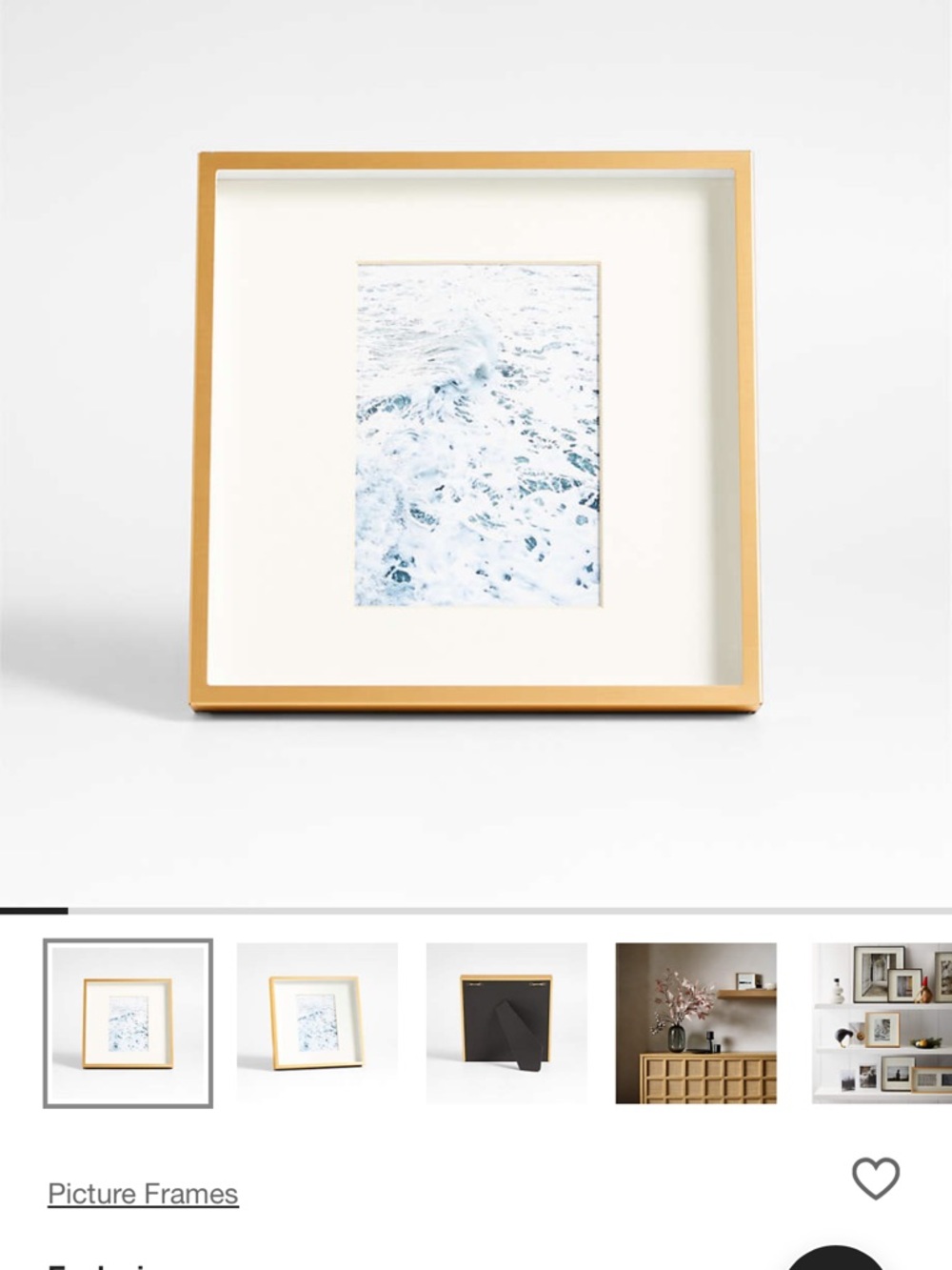 Crate&Barrel Brushed Brass Picture Frame - Gold